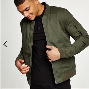 Topman Khaki Stretch Bomber Jacket